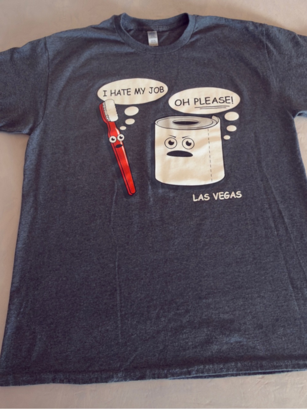 Gildan Navy Blue Kids Graphic Tee with Red Toothbrush & White Toilet Paper